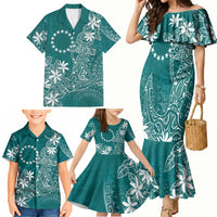 Teal Kuki Airani Tapakau Family Matching Mermaid Dress and Hawaiian Shirt Tribal Anchor Mix Tiare LT7 - Polynesian Pride