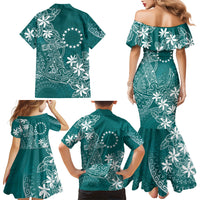 Teal Kuki Airani Tapakau Family Matching Mermaid Dress and Hawaiian Shirt Tribal Anchor Mix Tiare LT7 Mom's Dress Teal - Polynesian Pride