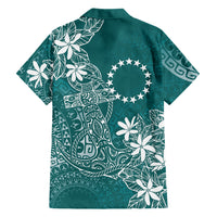 Teal Kuki Airani Tapakau Family Matching Mermaid Dress and Hawaiian Shirt Tribal Anchor Mix Tiare LT7 Dad's Shirt - Long Sleeve Teal - Polynesian Pride