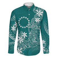 Teal Kuki Airani Tapakau Family Matching Short Sleeve Bodycon Dress and Hawaiian Shirt Tribal Anchor Mix Tiare LT7 Daughter's Dress Teal - Polynesian Pride