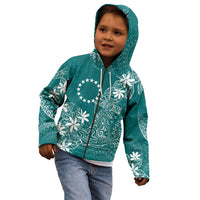 Teal Kuki Airani Tapakau Kid Hoodie Tribal Anchor Mix Tiare