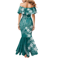 Teal Kuki Airani Tapakau Mermaid Dress Tribal Anchor Mix Tiare LT7 - Polynesian Pride