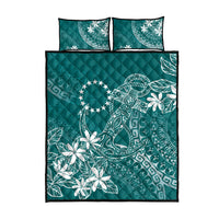 Teal Kuki Airani Tapakau Quilt Bed Set Tribal Anchor Mix Tiare