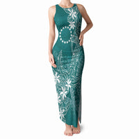 Teal Kuki Airani Tapakau Tank Maxi Dress Tribal Anchor Mix Tiare LT7 Women Teal - Polynesian Pride