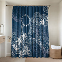 Navy Kuki Airani Tapakau Bathroom Set Tribal Anchor Mix Tiare LT7 Shower Curtain Only Navy - Polynesian Pride
