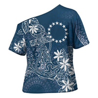 Navy Kuki Airani Tapakau Cross Shoulder Shirt Tribal Anchor Mix Tiare LT7 - Polynesian Pride