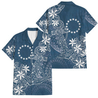 Navy Kuki Airani Tapakau Family Matching Long Sleeve Bodycon Dress and Hawaiian Shirt Tribal Anchor Mix Tiare LT7 Dad's Shirt - Short Sleeve Navy - Polynesian Pride