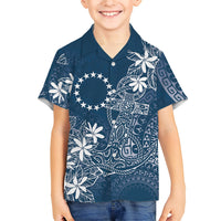 Navy Kuki Airani Tapakau Family Matching Off Shoulder Maxi Dress and Hawaiian Shirt Tribal Anchor Mix Tiare