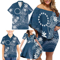Navy Kuki Airani Tapakau Family Matching Off Shoulder Short Dress and Hawaiian Shirt Tribal Anchor Mix Tiare LT7 - Polynesian Pride