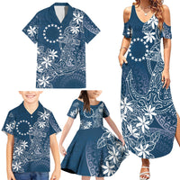 Navy Kuki Airani Tapakau Family Matching Summer Maxi Dress and Hawaiian Shirt Tribal Anchor Mix Tiare LT7 - Polynesian Pride