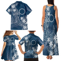 Navy Kuki Airani Tapakau Family Matching Tank Maxi Dress and Hawaiian Shirt Tribal Anchor Mix Tiare