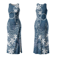 Navy Kuki Airani Tapakau Family Matching Tank Maxi Dress and Hawaiian Shirt Tribal Anchor Mix Tiare LT7 Mom's Dress Navy - Polynesian Pride
