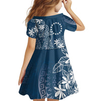 Navy Kuki Airani Tapakau Kid Short Sleeve Dress Tribal Anchor Mix Tiare LT7 - Polynesian Pride