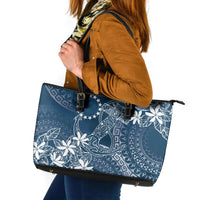 Navy Kuki Airani Tapakau Leather Tote Bag Tribal Anchor Mix Tiare