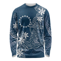 Navy Kuki Airani Tapakau Long Sleeve Shirt Tribal Anchor Mix Tiare LT7 Unisex Navy - Polynesian Pride