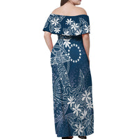 Navy Kuki Airani Tapakau Off Shoulder Maxi Dress Tribal Anchor Mix Tiare LT7 - Polynesian Pride