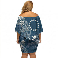 Navy Kuki Airani Tapakau Off Shoulder Short Dress Tribal Anchor Mix Tiare LT7 - Polynesian Pride