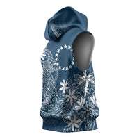 Navy Kuki Airani Tapakau Sleeveless Hoodie Tribal Anchor Mix Tiare