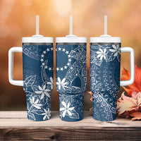Navy Kuki Airani Tapakau Tumbler With Handle Tribal Anchor Mix Tiare LT7 - Polynesian Pride