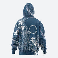 Navy Kuki Airani Tapakau Zip Hoodie Tribal Anchor Mix Tiare LT7 - Polynesian Pride