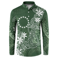 Sage Green Kuki Airani Tapakau Button Sweatshirt Tribal Anchor Mix Tiare