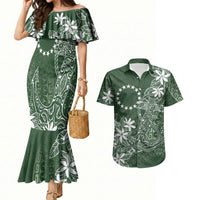Sage Green Kuki Airani Tapakau Couples Matching Mermaid Dress and Hawaiian Shirt Tribal Anchor Mix Tiare LT7 Sage Green - Polynesian Pride