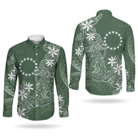 Sage Green Kuki Airani Tapakau Couples Matching Mermaid Dress and Long Sleeve Button Shirt Tribal Anchor Mix Tiare LT7 - Polynesian Pride