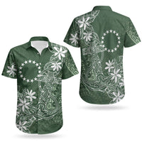 Sage Green Kuki Airani Tapakau Couples Matching Off Shoulder Short Dress and Hawaiian Shirt Tribal Anchor Mix Tiare LT7 - Polynesian Pride