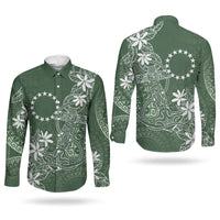 Sage Green Kuki Airani Tapakau Couples Matching Short Sleeve Bodycon Dress and Long Sleeve Button Shirt Tribal Anchor Mix Tiare LT7 - Polynesian Pride