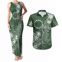 Sage Green Kuki Airani Tapakau Couples Matching Tank Maxi Dress and Hawaiian Shirt Tribal Anchor Mix Tiare LT7 Sage Green - Polynesian Pride