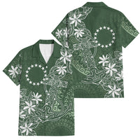 Sage Green Kuki Airani Tapakau Family Matching Long Sleeve Bodycon Dress and Hawaiian Shirt Tribal Anchor Mix Tiare LT7 Dad's Shirt - Short Sleeve Sage Green - Polynesian Pride