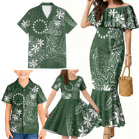 Sage Green Kuki Airani Tapakau Family Matching Mermaid Dress and Hawaiian Shirt Tribal Anchor Mix Tiare LT7 - Polynesian Pride