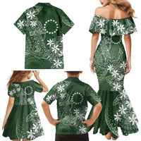 Sage Green Kuki Airani Tapakau Family Matching Mermaid Dress and Hawaiian Shirt Tribal Anchor Mix Tiare