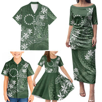 Sage Green Kuki Airani Tapakau Family Matching Puletasi and Hawaiian Shirt Tribal Anchor Mix Tiare LT7 - Polynesian Pride
