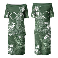 Sage Green Kuki Airani Tapakau Family Matching Puletasi and Hawaiian Shirt Tribal Anchor Mix Tiare LT7 Mom's Dress Sage Green - Polynesian Pride