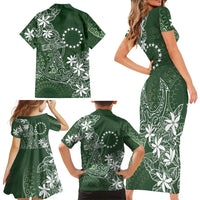 Sage Green Kuki Airani Tapakau Family Matching Short Sleeve Bodycon Dress and Hawaiian Shirt Tribal Anchor Mix Tiare LT7 Mom's Dress Sage Green - Polynesian Pride