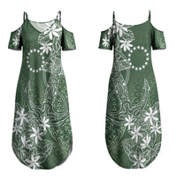Sage Green Kuki Airani Tapakau Family Matching Summer Maxi Dress and Hawaiian Shirt Tribal Anchor Mix Tiare LT7 Mom's Dress Sage Green - Polynesian Pride