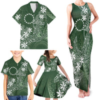 Sage Green Kuki Airani Tapakau Family Matching Tank Maxi Dress and Hawaiian Shirt Tribal Anchor Mix Tiare LT7 - Polynesian Pride