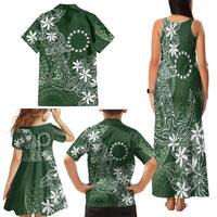 Sage Green Kuki Airani Tapakau Family Matching Tank Maxi Dress and Hawaiian Shirt Tribal Anchor Mix Tiare LT7 Mom's Dress Sage Green - Polynesian Pride