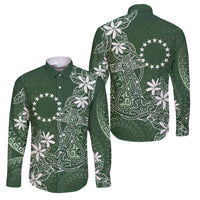 Sage Green Kuki Airani Tapakau Family Matching Tank Maxi Dress and Hawaiian Shirt Tribal Anchor Mix Tiare LT7 Dad's Shirt - Long Sleeve Sage Green - Polynesian Pride