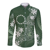 Sage Green Kuki Airani Tapakau Long Sleeve Button Shirt Tribal Anchor Mix Tiare LT7 Unisex Sage Green - Polynesian Pride