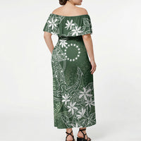 Sage Green Kuki Airani Tapakau Off Shoulder Maxi Dress Tribal Anchor Mix Tiare LT7 - Polynesian Pride