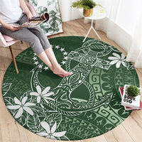 Sage Green Kuki Airani Tapakau Round Carpet Tribal Anchor Mix Tiare LT7 - Polynesian Pride