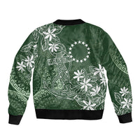 Sage Green Kuki Airani Tapakau Sleeve Zip Bomber Jacket Tribal Anchor Mix Tiare LT7 - Polynesian Pride