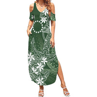 Sage Green Kuki Airani Tapakau Summer Maxi Dress Tribal Anchor Mix Tiare