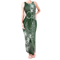 Sage Green Kuki Airani Tapakau Tank Maxi Dress Tribal Anchor Mix Tiare LT7 Women Sage Green - Polynesian Pride