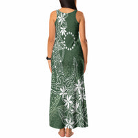 Sage Green Kuki Airani Tapakau Tank Maxi Dress Tribal Anchor Mix Tiare LT7 - Polynesian Pride