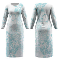 Turquoise Kuki Airani Tapakau Couples Matching Long Sleeve Bodycon Dress and Hawaiian Shirt Tribal Anchor Mix Tiare LT7 - Polynesian Pride