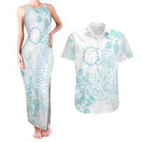 Turquoise Kuki Airani Tapakau Couples Matching Tank Maxi Dress and Hawaiian Shirt Tribal Anchor Mix Tiare