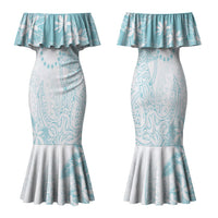 Turquoise Kuki Airani Tapakau Family Matching Mermaid Dress and Hawaiian Shirt Tribal Anchor Mix Tiare LT7 Mom's Dress Turquoise - Polynesian Pride